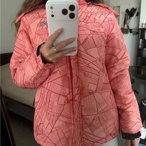 Women's Pink Geometric Ski Jacket